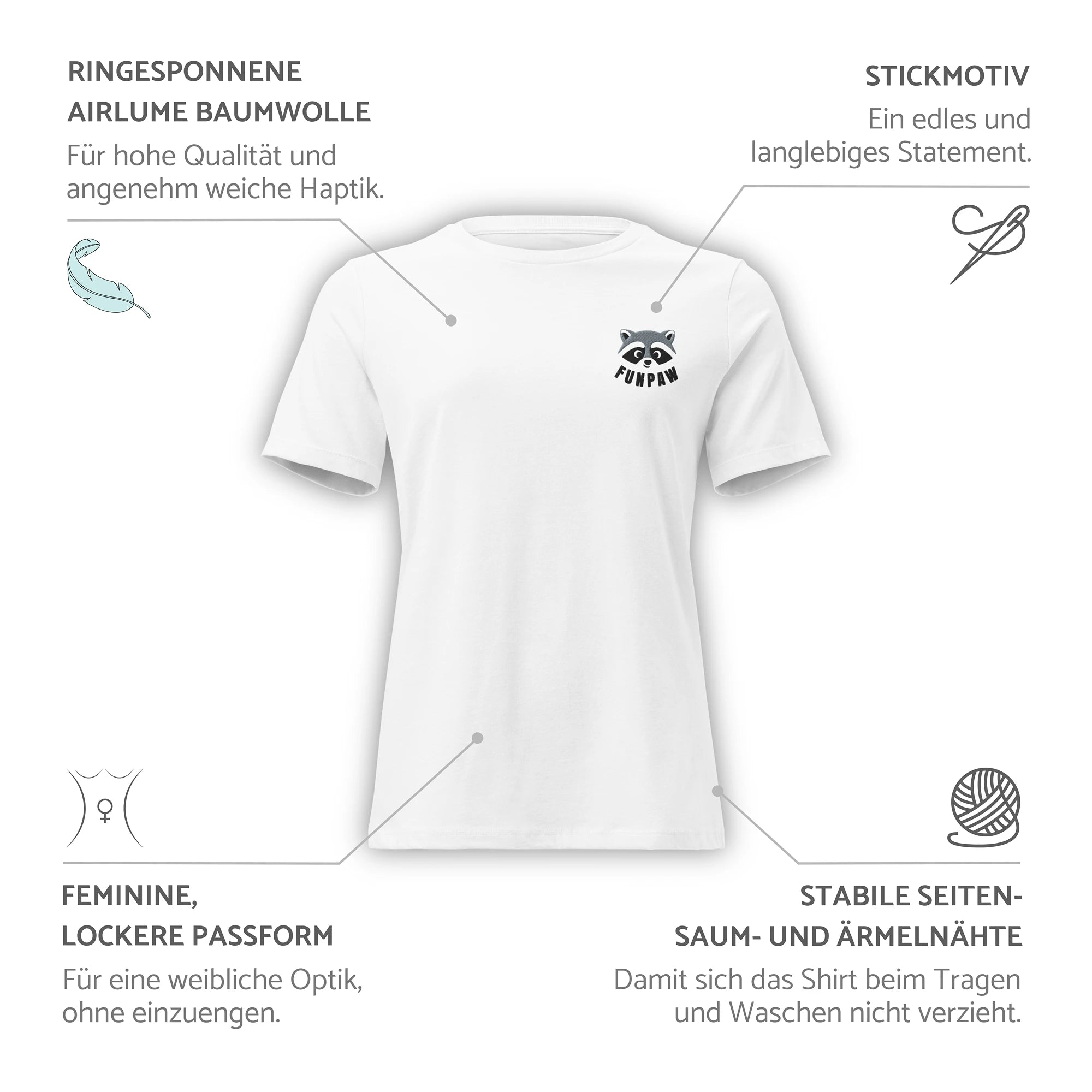 KATZIDAS | Airlume-Baumwoll T-Shirt Damen