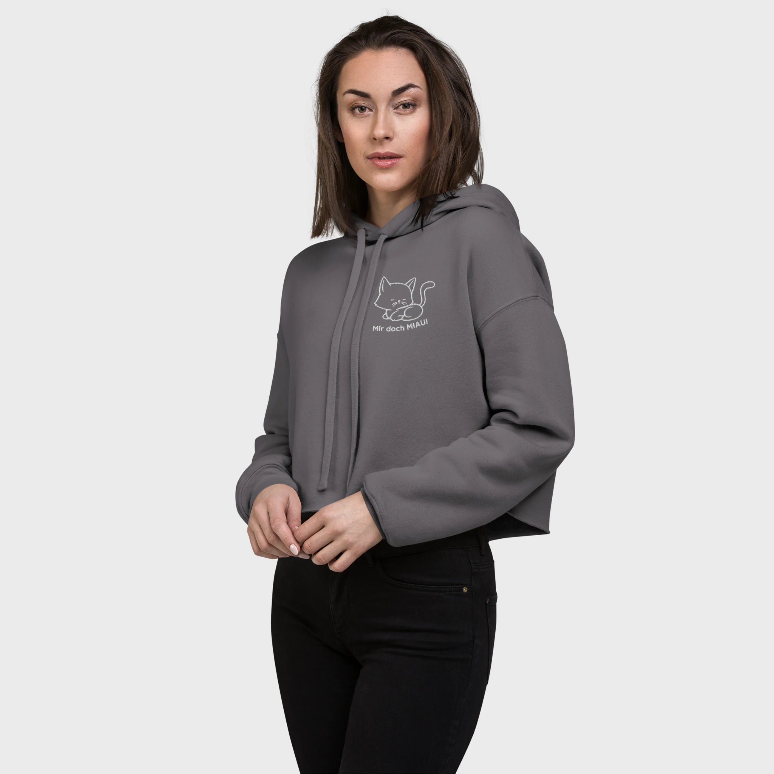mir doch MIAU | Crop-Hoodie mit Kapuze