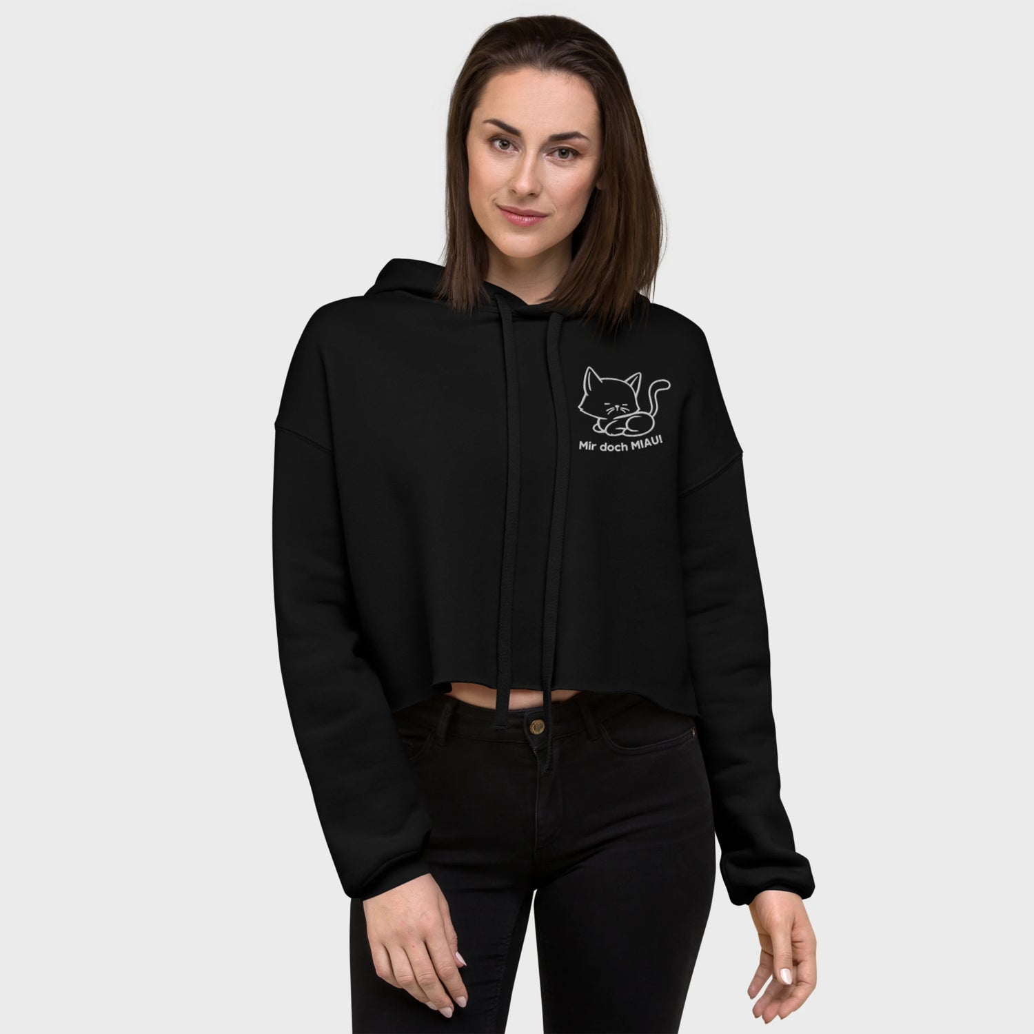 mir doch MIAU | Crop-Hoodie mit Kapuze