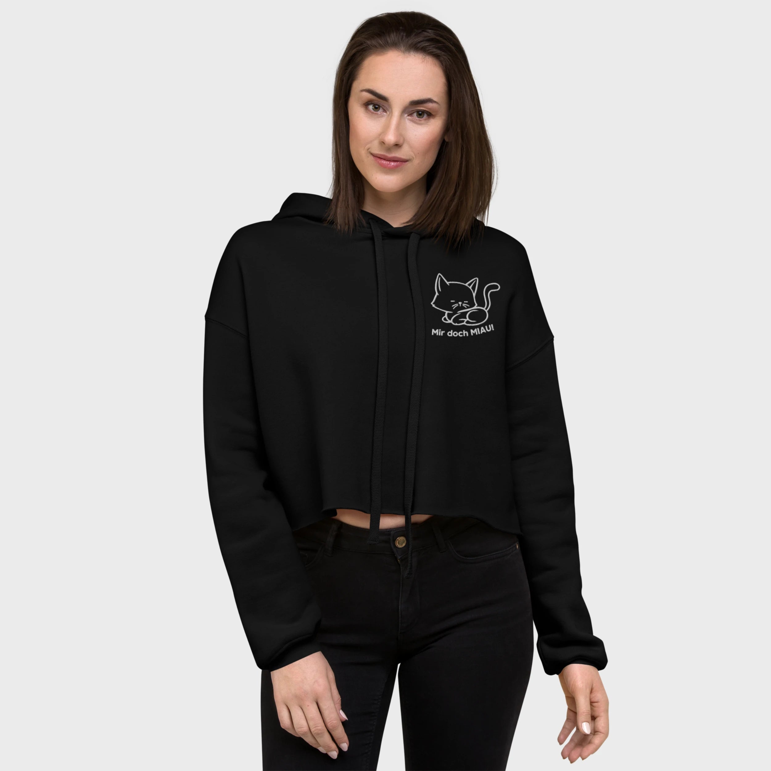 mir doch MIAU | Crop-Hoodie mit Kapuze