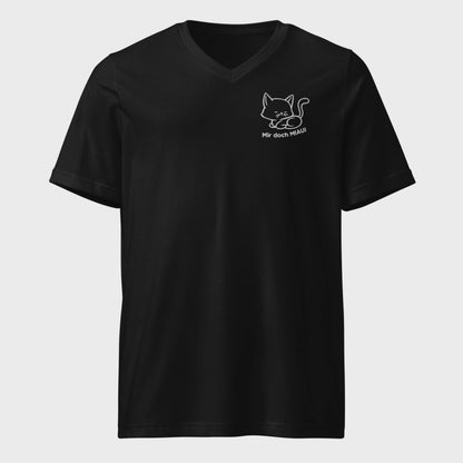 mir doch MIAU | Baumwoll-T-Shirt mit V-Ausschnitt