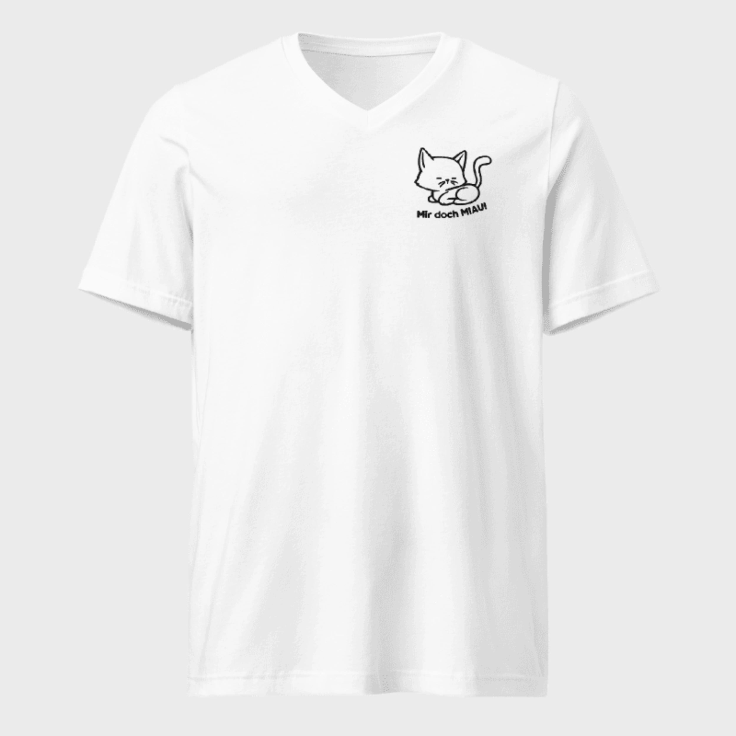 mir doch MIAU | Baumwoll-T-Shirt mit V-Ausschnitt