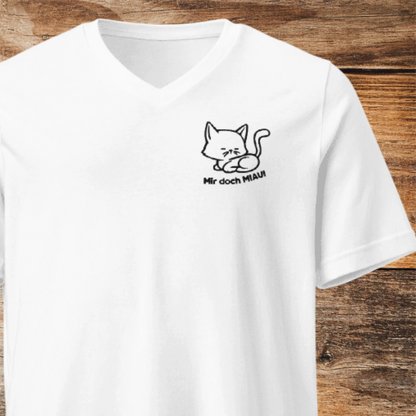 mir doch MIAU | Baumwoll-T-Shirt mit V-Ausschnitt