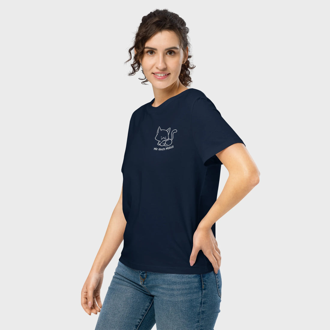 mir doch MIAU | Bio Premium Damenshirt mit Rippkragen