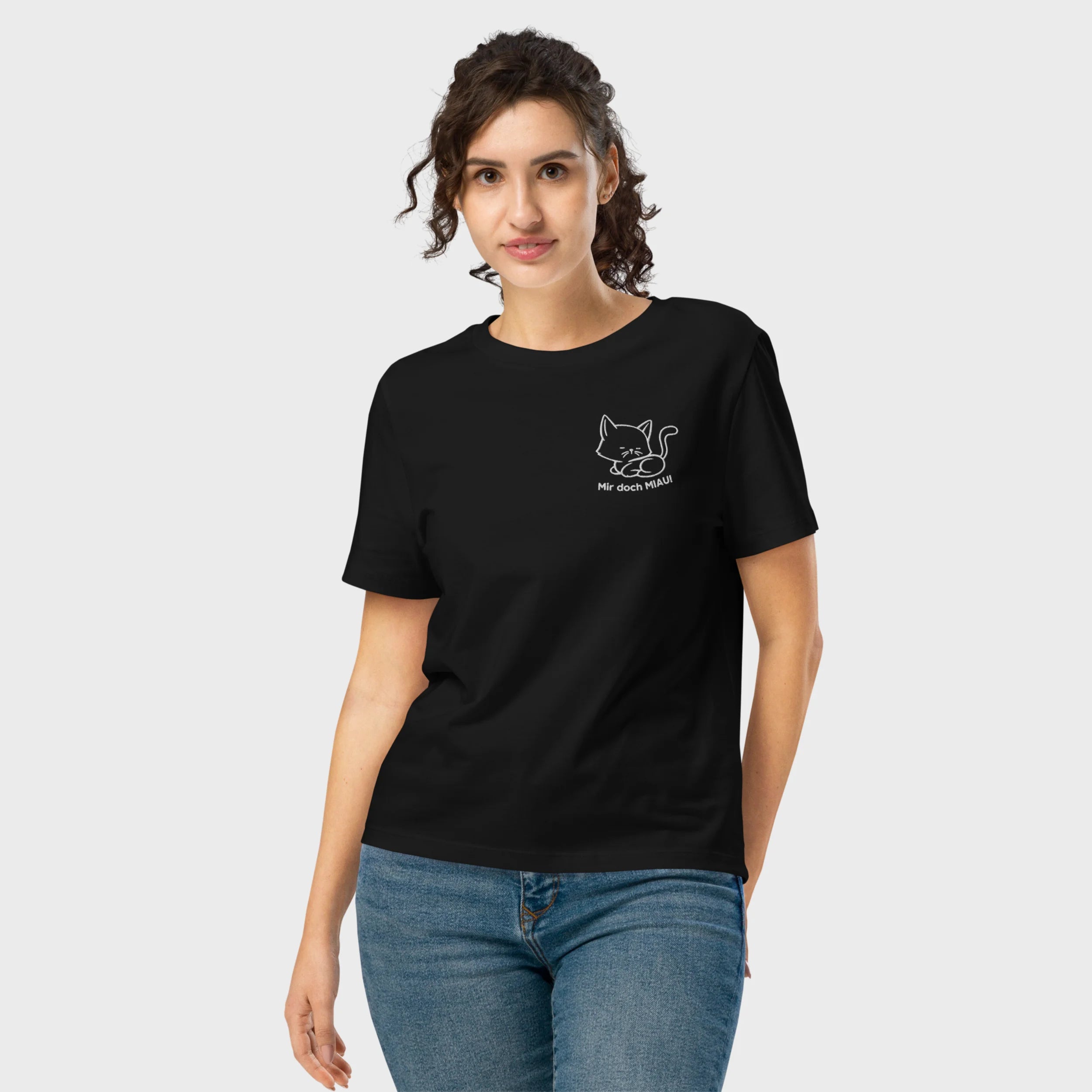 mir doch MIAU | Bio Premium Damenshirt mit Rippkragen